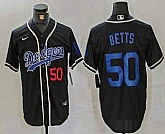 Men's Los Angeles Dodgers #50 Mookie Betts Number Black Cool Base With Patch Stitched Baseball Jersey,baseball caps,new era cap wholesale,wholesale hats