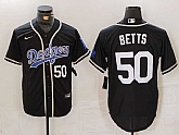 Men's Los Angeles Dodgers #50 Mookie Betts Number Black White Cool Base Stitched Jerseys,baseball caps,new era cap wholesale,wholesale hats