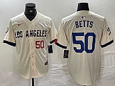 Men's Los Angeles Dodgers #50 Mookie Betts Number Cream 2024 City Connect Limited Stitched Jersey,baseball caps,new era cap wholesale,wholesale hats