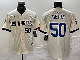 Men's Los Angeles Dodgers #50 Mookie Betts Number Cream 2024 City Connect Limited Stitched Jerseys,baseball caps,new era cap wholesale,wholesale hats