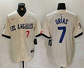 Men's Los Angeles Dodgers #7 Julio Urias Number Cream 2024 City Connect Limited Stitched Jersey,baseball caps,new era cap wholesale,wholesale hats