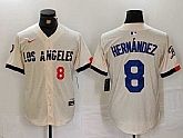 Men's Los Angeles Dodgers #8 Kike Hernandez Number Cream 2024 City Connect Limited Stitched Jerseys,baseball caps,new era cap wholesale,wholesale hats