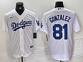 Men's Los Angeles Dodgers #81 Victor Gonzalez White Cool Base Stitched Baseball Jersey,baseball caps,new era cap wholesale,wholesale hats