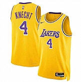 Men's Los Angeles Lakers #4 Dalton Knecht Yellow 2024 Draft Icon Edition Stitched Basketball Jersey Dzhi,baseball caps,new era cap wholesale,wholesale hats