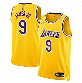 Men's Los Angeles Lakers #9 Bronny James Jr. Yellow 2024 Draft Icon Edition Stitched Basketball Jersey Dzhi,baseball caps,new era cap wholesale,wholesale hats