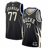 Men's Milwaukee Bucks #77 AJ Johnson Black 2024 Draft Statement Edition Stitched Basketball Jersey Dzhi,baseball caps,new era cap wholesale,wholesale hats