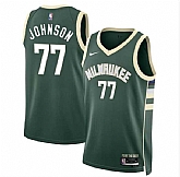 Men's Milwaukee Bucks #77 AJ Johnson Green 2024 Draft Icon Edition Stitched Basketball Jersey Dzhi,baseball caps,new era cap wholesale,wholesale hats