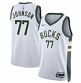 Men's Milwaukee Bucks #77 AJ Johnson White 2024 Draft Association Edition Stitched Basketball Jersey Dzhi,baseball caps,new era cap wholesale,wholesale hats