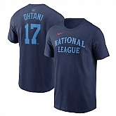 Men's National League #17 Shohei Ohtani Navy 2024 All-Star Name & Number T-Shirt,baseball caps,new era cap wholesale,wholesale hats