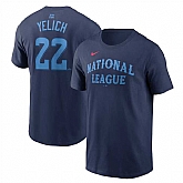 Men's National League #22 Christian Yelich Navy 2024 All-Star Name & Number T-Shirt,baseball caps,new era cap wholesale,wholesale hats