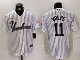 Men's New York Yankees #11 Anthony Volpe White Pinstripe Fashion Cool Base Jersey,baseball caps,new era cap wholesale,wholesale hats