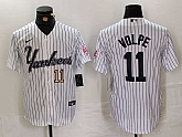 Men's New York Yankees #11 Anthony Volpe White Pinstripe Fashion Cool Base Jerseys,baseball caps,new era cap wholesale,wholesale hats