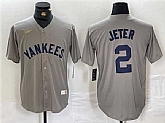 Men's New York Yankees #2 Derek Jeter Gray Cool Base Stitched Baseball Jersey,baseball caps,new era cap wholesale,wholesale hats