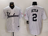 Men's New York Yankees #2 Derek Jeter White Pinstripe Fashion Cool Base Jersey,baseball caps,new era cap wholesale,wholesale hats