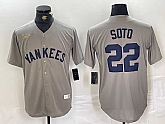 Men's New York Yankees #22 Juan Soto Name Grey Stitched Nike Throwback Jersey,baseball caps,new era cap wholesale,wholesale hats