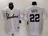 Men's New York Yankees #22 Juan Soto White Pinstripe Fashion Cool Base Jersey,baseball caps,new era cap wholesale,wholesale hats