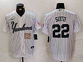 Men's New York Yankees #22 Juan Soto White Pinstripe Fashion Cool Base Jerseys,baseball caps,new era cap wholesale,wholesale hats