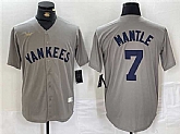 Men's New York Yankees #7 Mickey Mantle Gray Cool Base Stitched Baseball Jersey,baseball caps,new era cap wholesale,wholesale hats