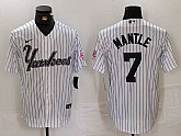 Men's New York Yankees #7 Mickey Mantle White Pinstripe Fashion Cool Base Jersey,baseball caps,new era cap wholesale,wholesale hats