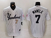 Men's New York Yankees #7 Mickey Mantle White Pinstripe Fashion Cool Base Jerseys,baseball caps,new era cap wholesale,wholesale hats