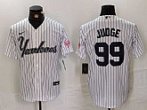 Men's New York Yankees #99 Aaron Judge White Pinstripe Fashion Cool Base Jersey,baseball caps,new era cap wholesale,wholesale hats