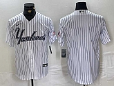 Men's New York Yankees Blank White Pinstripe Fashion Cool Base Jersey,baseball caps,new era cap wholesale,wholesale hats