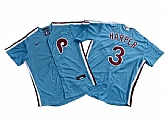 Men's Philadelphia Phillies #3 Bryce Harper Nike Light Blue Authentic Alternate Baseball Jersey,baseball caps,new era cap wholesale,wholesale hats