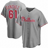 Men's Philadelphia Phillies #61 Cristopher Sanchez Gray Cool Base Stitched Jersey Dzhi,baseball caps,new era cap wholesale,wholesale hats