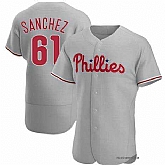 Men's Philadelphia Phillies #61 Cristopher Sanchez Grey Flex Base Stitched Baseball Jersey Dzhi,baseball caps,new era cap wholesale,wholesale hats