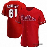 Men's Philadelphia Phillies #61 Cristopher Sanchez Red Flex Base Stitched Baseball Jersey Dzhi,baseball caps,new era cap wholesale,wholesale hats