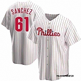 Men's Philadelphia Phillies #61 Cristopher Sanchez White Cool Base Stitched Baseball Jersey Dzhi,baseball caps,new era cap wholesale,wholesale hats