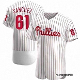 Men's Philadelphia Phillies #61 Cristopher Sanchez White Flex Base Stitched Baseball Jersey Dzhi,baseball caps,new era cap wholesale,wholesale hats