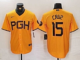 Men's Pittsburgh Pirates #15 Oneil Cruz Yellow 2023 City Connect Stitched Jersey,baseball caps,new era cap wholesale,wholesale hats