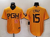 Men's Pittsburgh Pirates #15 Oneil Cruz Yellow 2023 City Connect Stitched Jerseys,baseball caps,new era cap wholesale,wholesale hats