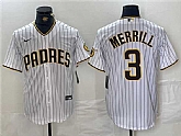 Men's San Diego Padres #3 Jackson Merrill White Cool Base Stitched Baseball Jersey,baseball caps,new era cap wholesale,wholesale hats