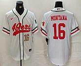 Men's San Francisco 49ers #16 Joe Montana Number White Mexico Cool Base Stitched Baseball Jersey,baseball caps,new era cap wholesale,wholesale hats