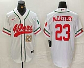 Men's San Francisco 49ers #23 Christian McCaffrey Number White Mexico Cool Base Stitched Baseball Jersey,baseball caps,new era cap wholesale,wholesale hats