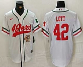 Men's San Francisco 49ers #42 Ronnie Lott Number White Mexico Cool Base Stitched Baseball Jersey,baseball caps,new era cap wholesale,wholesale hats