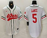 Men's San Francisco 49ers #5 Trey Lance White Mexico Cool Base Stitched Baseball Jersey,baseball caps,new era cap wholesale,wholesale hats