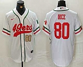 Men's San Francisco 49ers #80 Jerry Rice Number White Mexico Cool Base Stitched Baseball Jersey,baseball caps,new era cap wholesale,wholesale hats