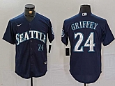 Men's Seattle Mariners #24 Ken Griffey Jr Navy Cool Base Stitched Baseball Jersey,baseball caps,new era cap wholesale,wholesale hats