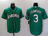 Men's Seattle Mariners #3 JP Crawford Teal Green Stitched Cool Base Nike Jersey,baseball caps,new era cap wholesale,wholesale hats