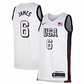 Men's USA Basketball #6 LeBron James White 2024 Swingman Stitched Jersey,baseball caps,new era cap wholesale,wholesale hats