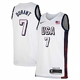 Men's USA Basketball #7 Kevin Durant White 2024 Swingman Stitched Jersey,baseball caps,new era cap wholesale,wholesale hats