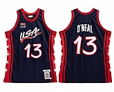 Men's USA Team #13 Shaq O'Neal Navy 1996-97 Stitched Basketball Jersey,baseball caps,new era cap wholesale,wholesale hats