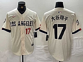 Mens Los Angeles Dodgers #17 Shohei Ohtani Cream Stitched Baseball Jersey,baseball caps,new era cap wholesale,wholesale hats