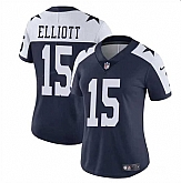 Women's Dallas Cowboys #15 Ezekiel Elliott Navy White Vapor Thanksgiving Limited Football Stitched Jersey Dzhi,baseball caps,new era cap wholesale,wholesale hats