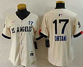 Women's Los Angeles Dodgers #17 Shohei Ohtani Cream 2024 City Connect Limited Jersey,baseball caps,new era cap wholesale,wholesale hats