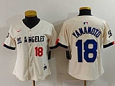 Women's Los Angeles Dodgers #18 Yoshinobu Yamamoto Number Cream 2024 City Connect Limited Stitched Jersey,baseball caps,new era cap wholesale,wholesale hats