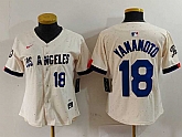 Women's Los Angeles Dodgers #18 Yoshinobu Yamamoto Number Cream 2024 City Connect Limited Stitched Jerseys,baseball caps,new era cap wholesale,wholesale hats